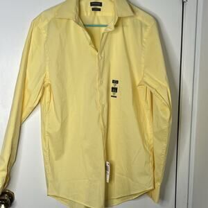 MADISON | Men’s Slim Fit Solid Yellow Dress Shirt | 15-15 1/2 34/35 M